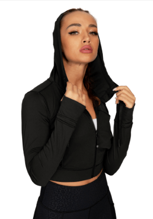 Hooded Crop Plastic Soft Jacket