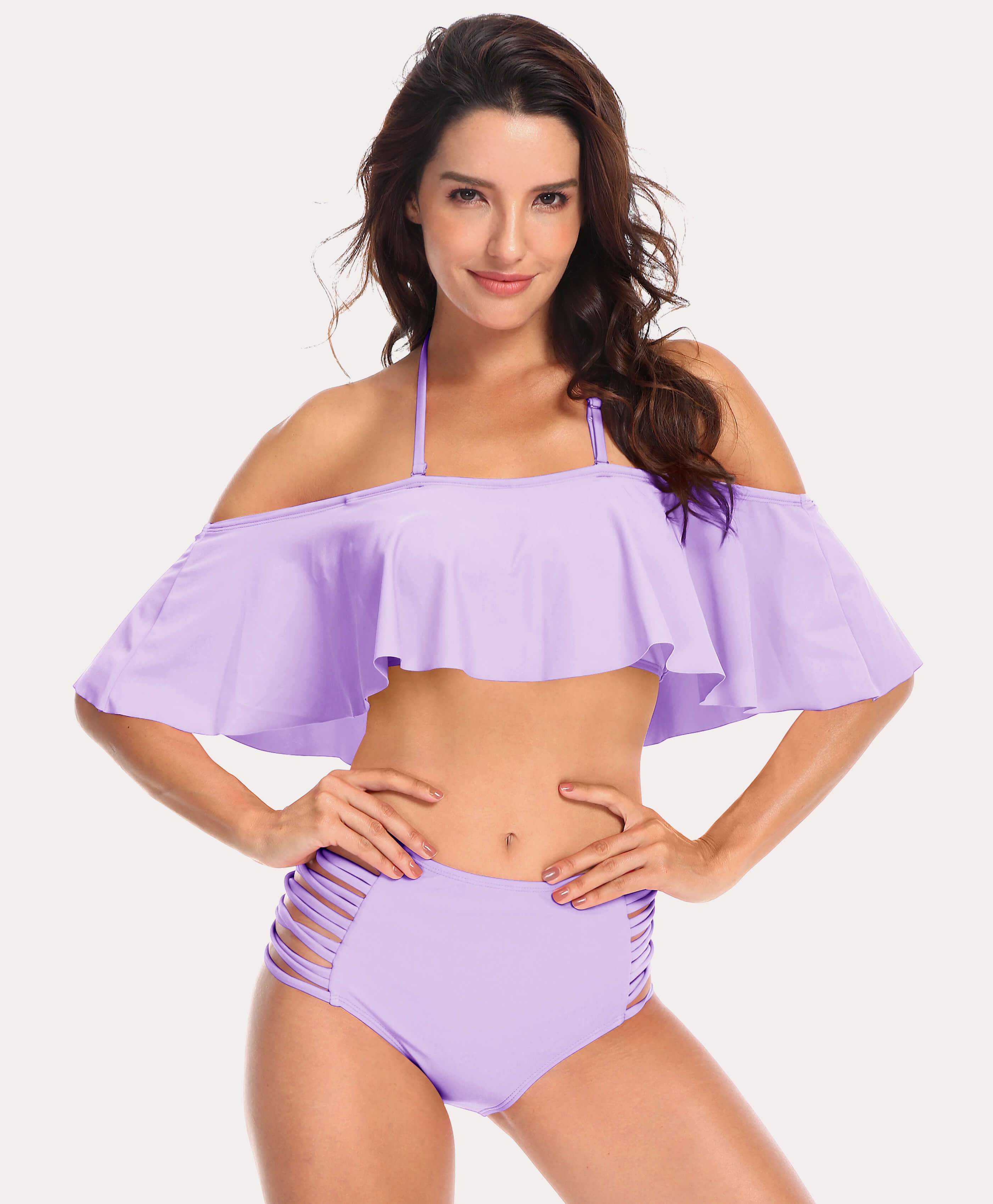 Two piece Shirred High Waist Tummy Bikini