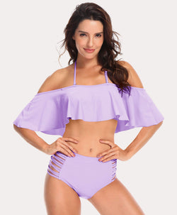 Two piece Shirred High Waist Tummy Bikini