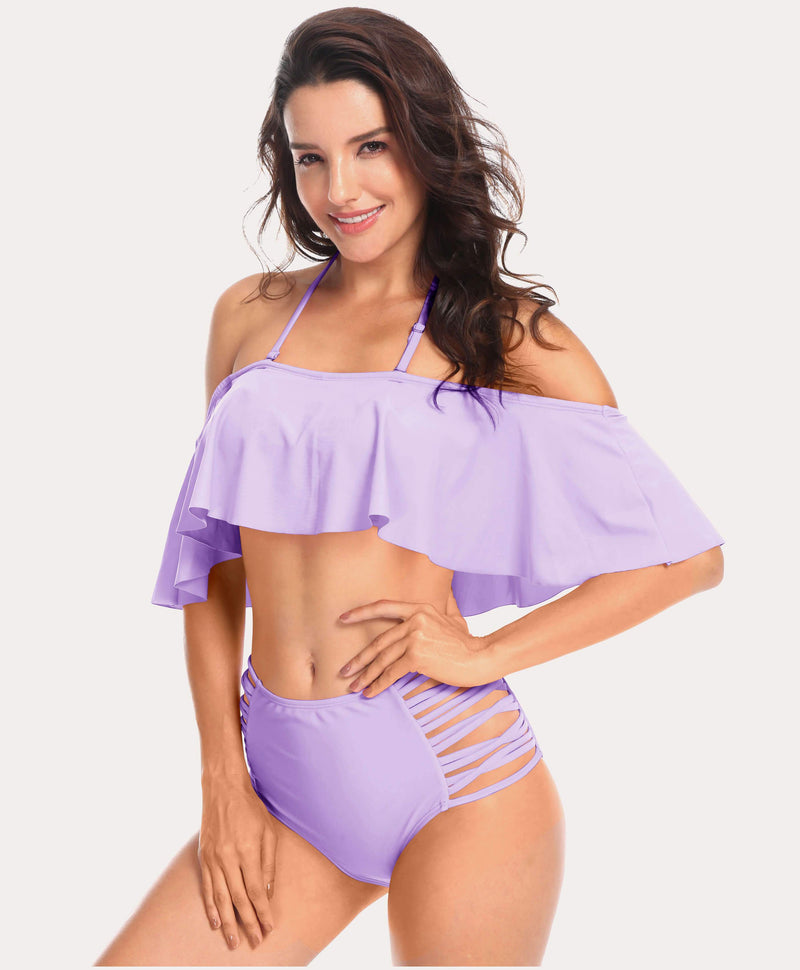 Two piece Shirred High Waist Tummy Bikini