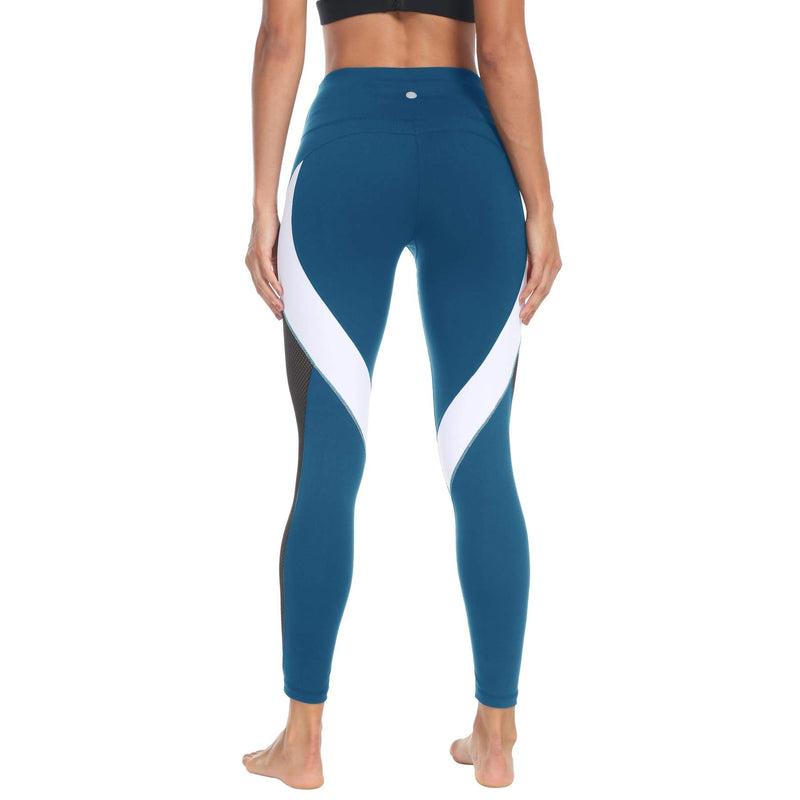 Black net color block color yoga pants