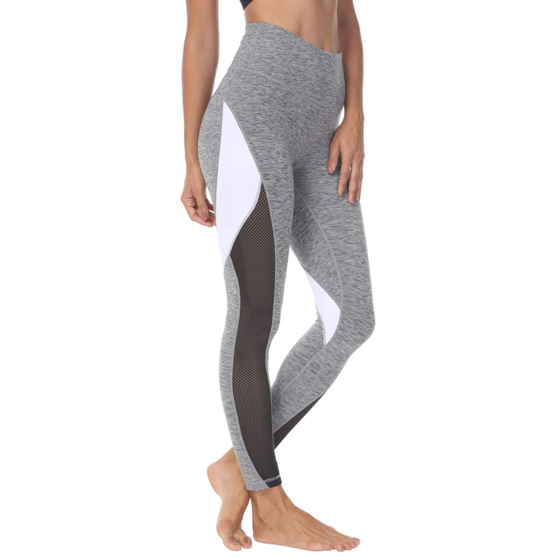 Black net color block color yoga pants