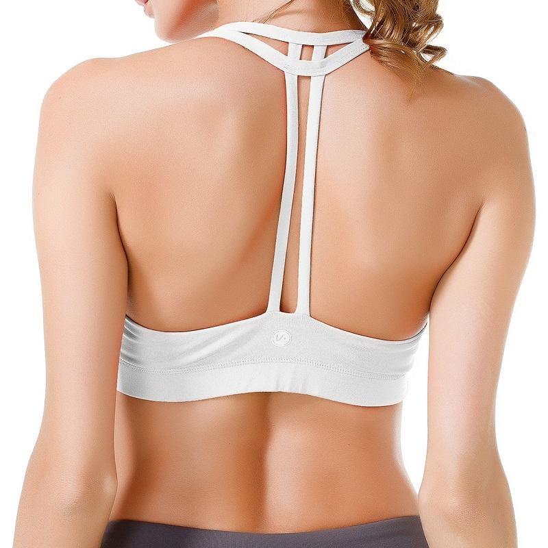 Womens Light Support Yoga Padded Double T Back Sports Bra - Bras