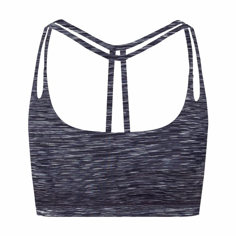 Womens Light Support Yoga Padded Double T Back Sports Bra - Xl / Black Space Dye - Bras