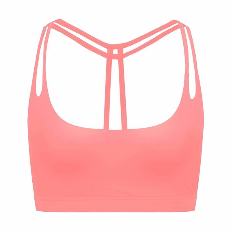 Womens Light Support Yoga Padded Double T Back Sports Bra - Xs / Pink - Bras