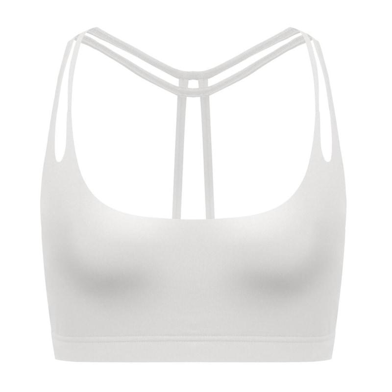Womens Light Support Yoga Padded Double T Back Sports Bra - Xs / White - Bras